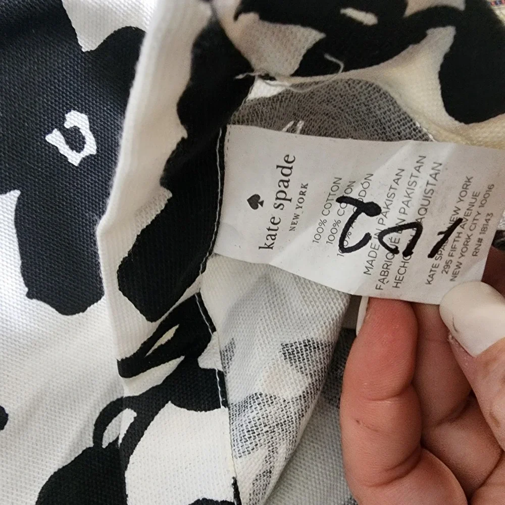 Set of 2 Kate Spade Tablecloths Black White Floral 100% Cotton 60